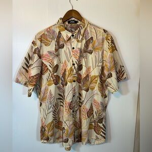 JOGAL Tropical Leaf Print Button Down Shirt Size XXL